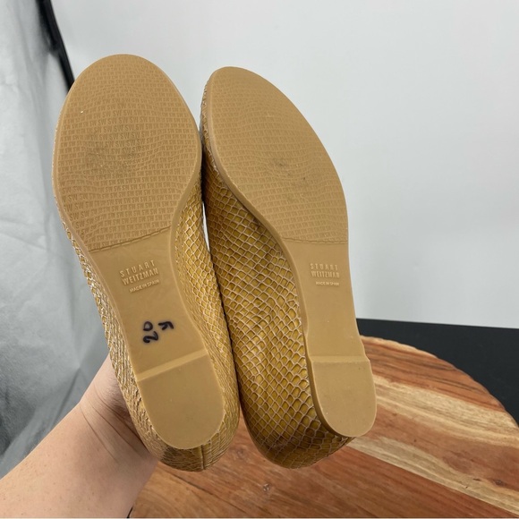 Stuart Weitzman Nicetie Tan Snakeskin Bow Leather Wedge Heel Size 9 snake - Picture 6 of 7